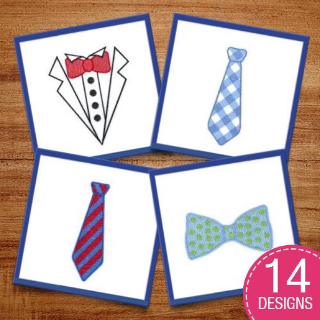Picture of Funky Neckties and Bowties Embroidery Design Pack