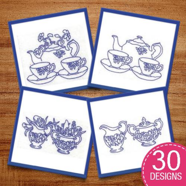 Picture of Decorative Teapots & Tea Cups Embroidery Design Pack