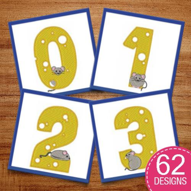 Picture of Mouse Cheese Font Embroidery Design Pack
