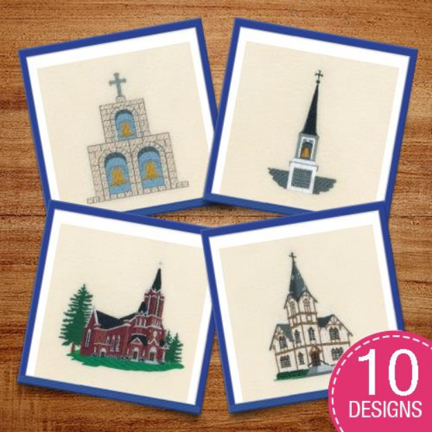 Picture of Decorative Churches Embroidery Design Pack