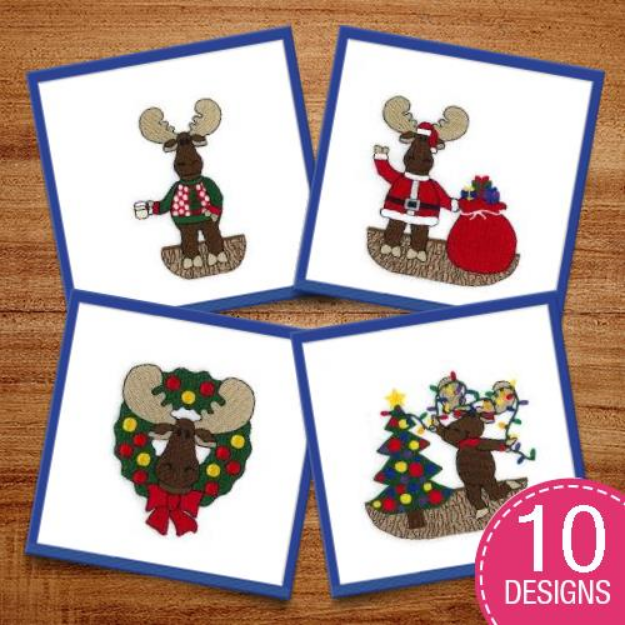 Picture of Christmas Moose Embroidery Design Pack