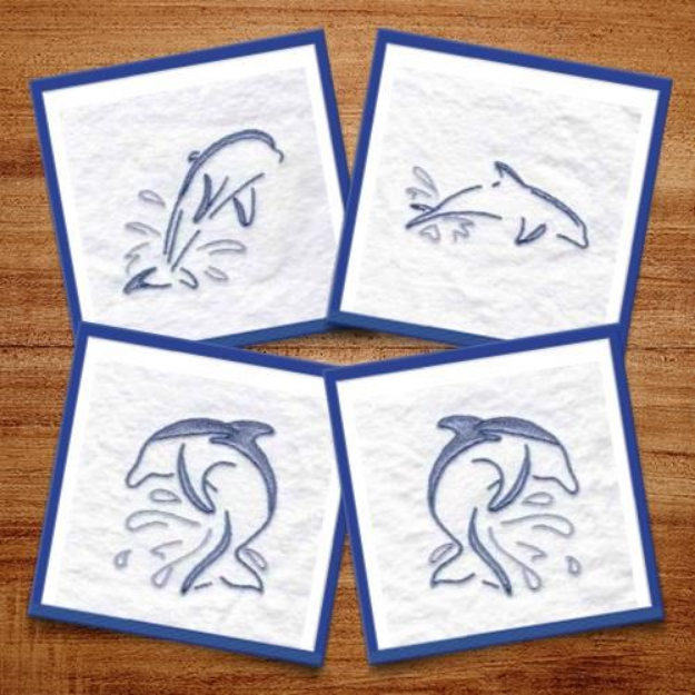 Picture of Dolphins Line Work Embroidery Design Pack