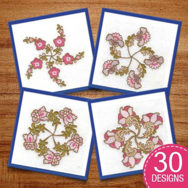 Picture of Carousel Flowers Embroidery Design Pack