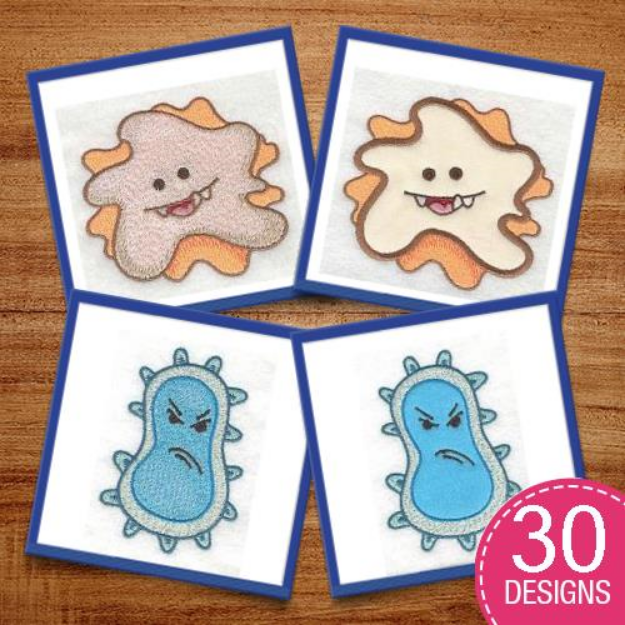 Picture of Funny Germs Embroidery Design Pack