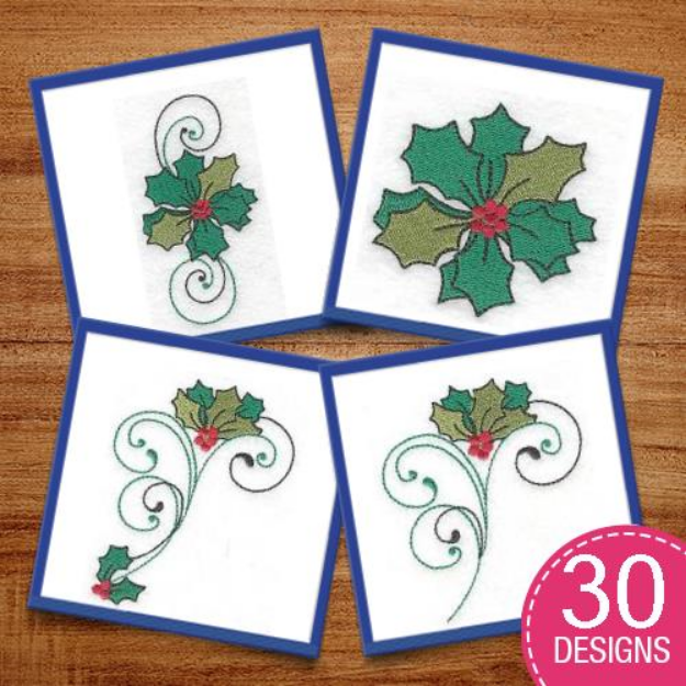Picture of Festive Holly Embroidery Design Pack