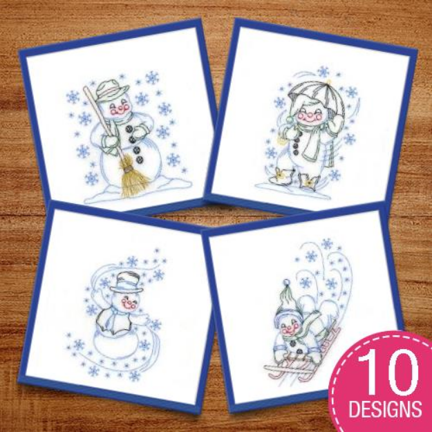 Picture of Vintage Snowmen Embroidery Design Pack