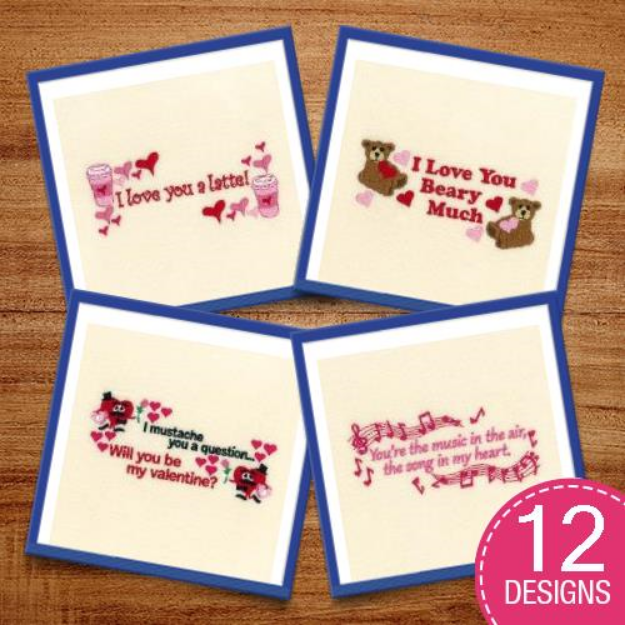 Picture of Valentine Sayings Embroidery Design Pack