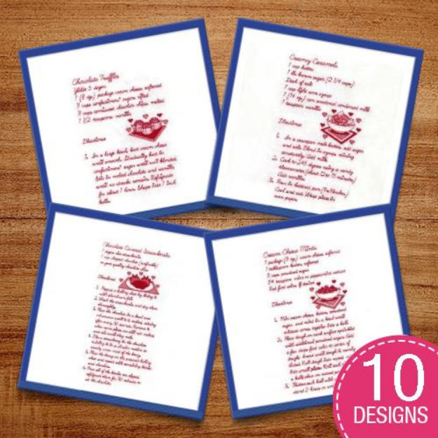 Picture of Valentine Dish Towel Recipes Embroidery Design Pack