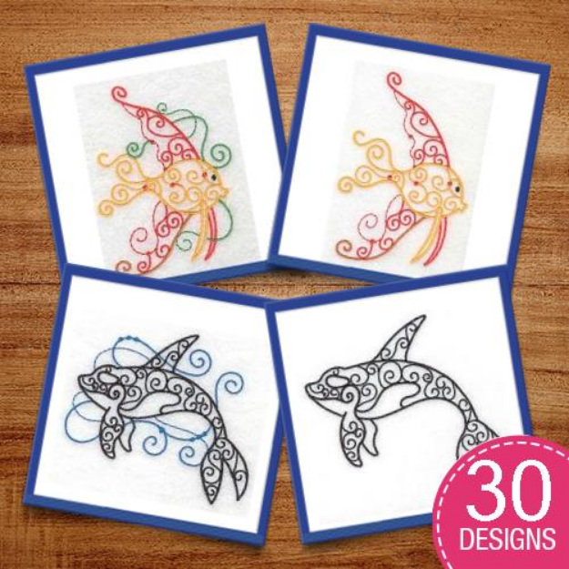 Picture of Ocean Life Embroidery Design Pack
