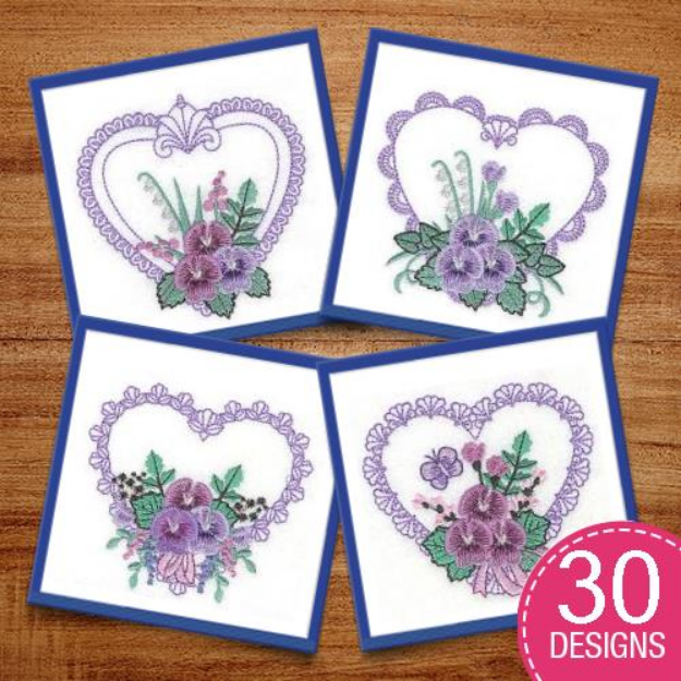 Picture of Pansy Love Embroidery Design Pack