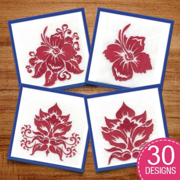 Picture of Stencil Flowers Embroidery Design Pack