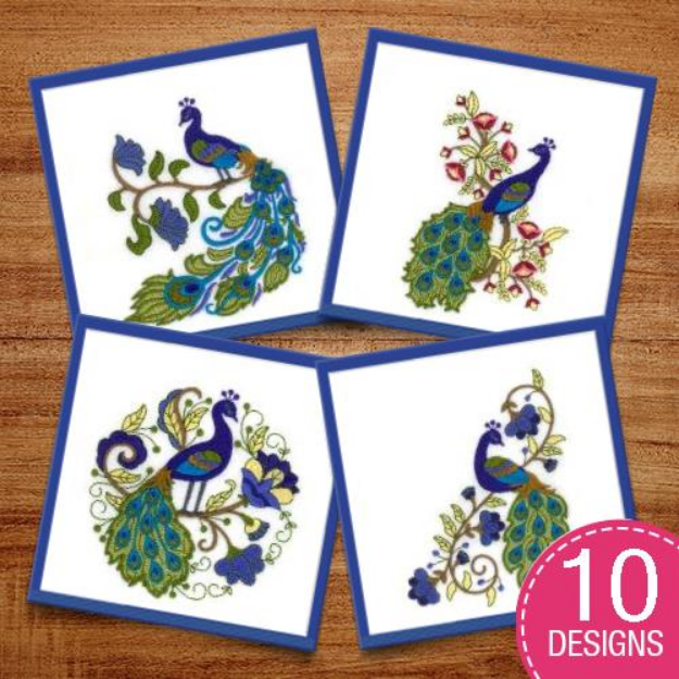 Picture of Jacobean Peacocks Embroidery Design Pack