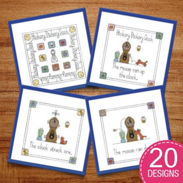 Picture of Hickory Dickory Dock Story Book Embroidery Design Pack