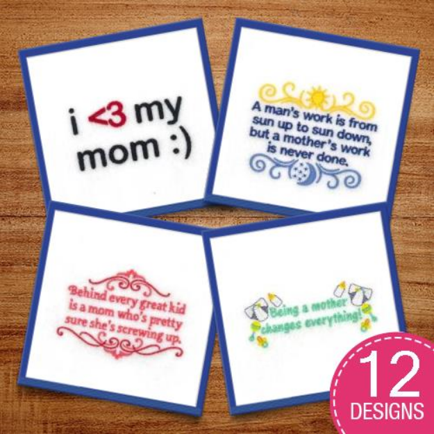 Picture of Mother Sayings Embroidery Design Pack