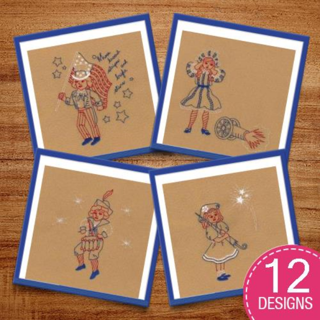 Picture of Red White and Blue Work Embroidery Design Pack