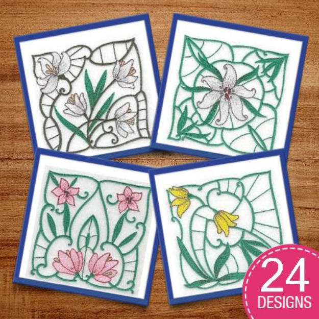 Picture of Lilies Blocks Embroidery Design Pack