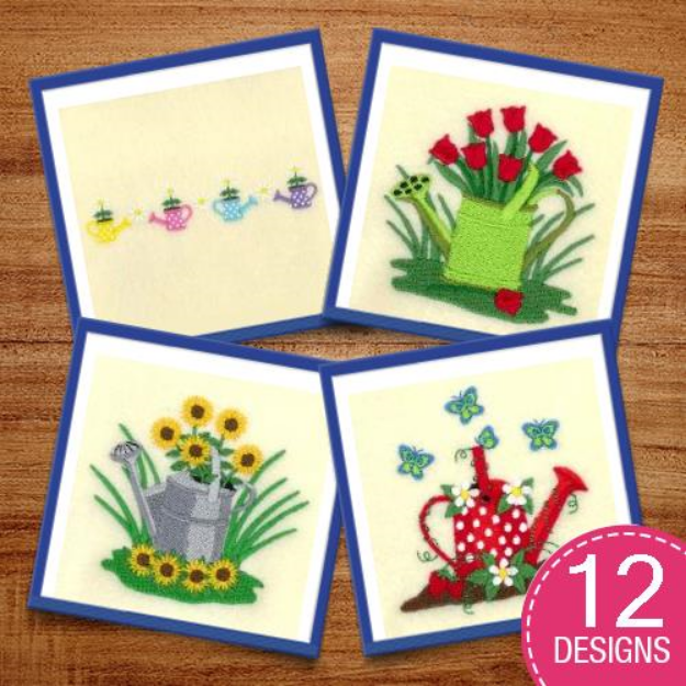 Picture of Decorative Watering Cans Embroidery Design Pack