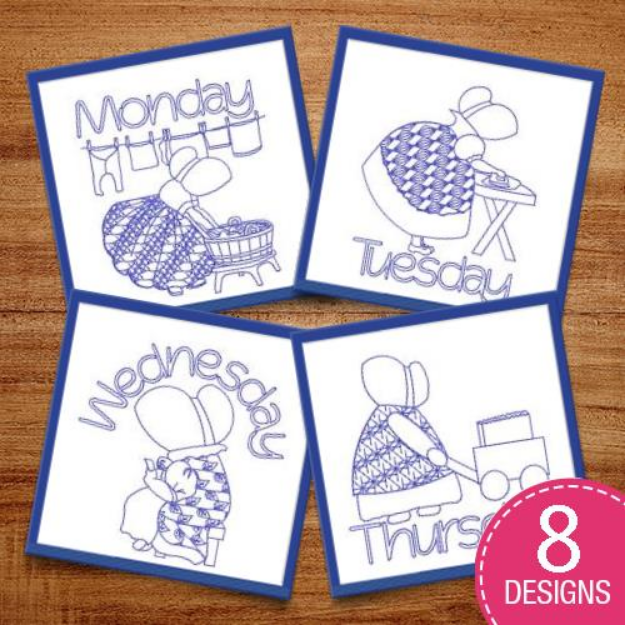 Picture of Days of the Week Embroidery Design Pack