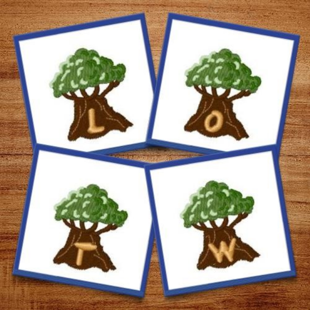 Picture of Trees Font Embroidery Design Pack