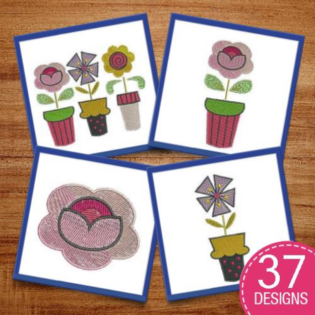 Picture of Flowers and Bugs Embroidery Design Pack