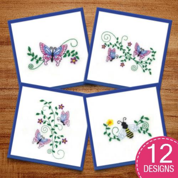 Picture of Summer Fly and Vines Embroidery Design Pack