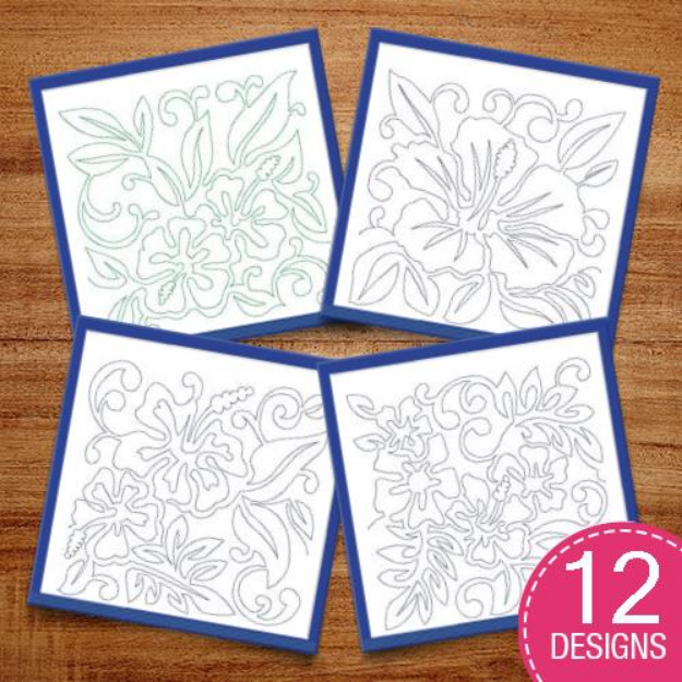 Picture of Hawaiian Flowers Quilting Blocks Embroidery Design Pack