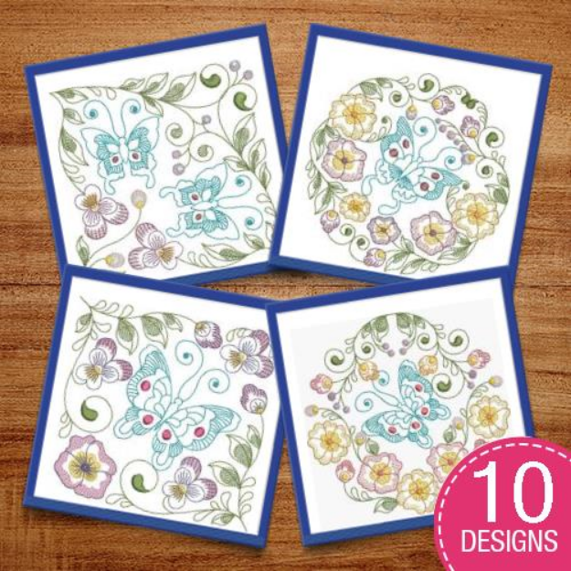 Picture of Butterflies & Pansies Blocks Embroidery Design Pack