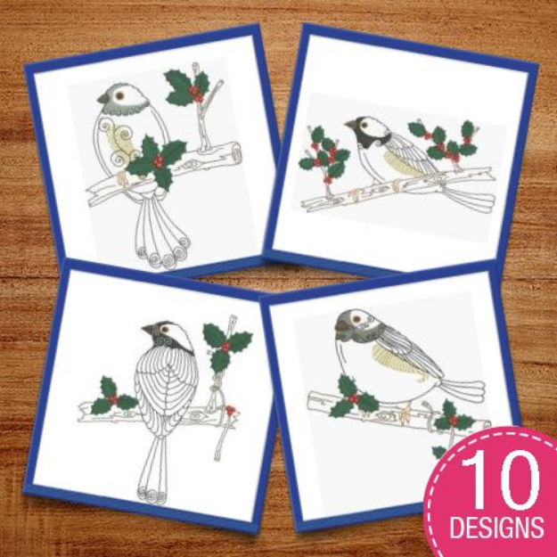 Picture of Christmas Birds Embroidery Design Pack