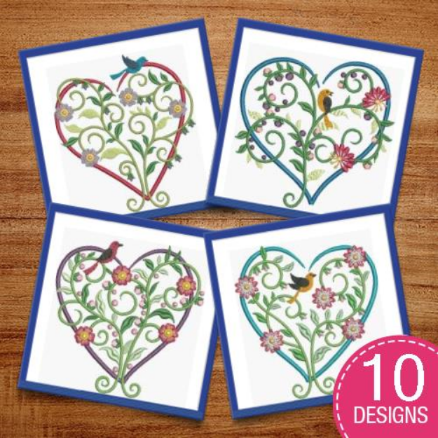 Picture of Floral Hearts Embroidery Design Pack