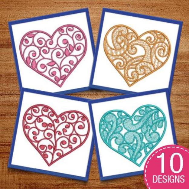 Picture of Decorative Hearts Embroidery Design Pack