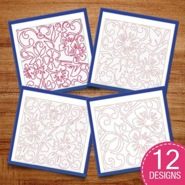 Picture of Cherry Blossom Quilting Blocks Embroidery Design Pack
