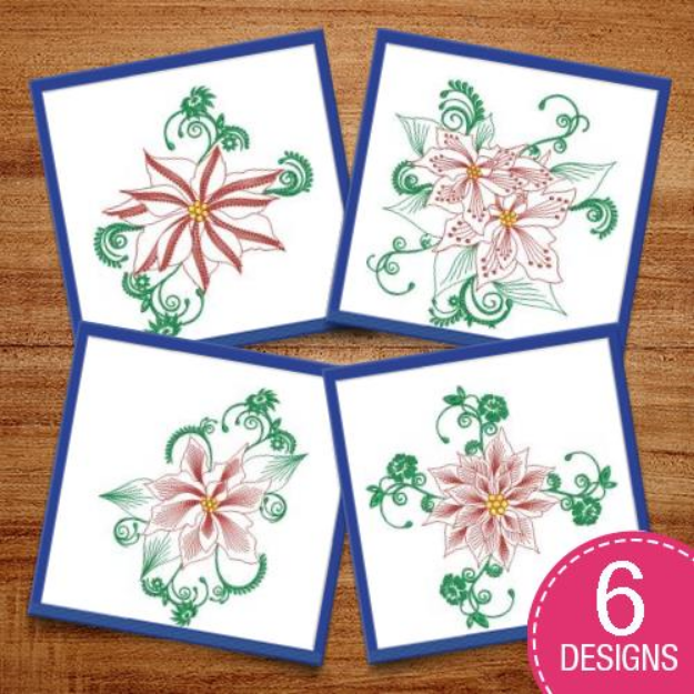 Picture of Holiday Poinsettia Embroidery Design Pack