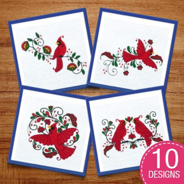 Picture of Jacobean Cardinals Embroidery Design Pack