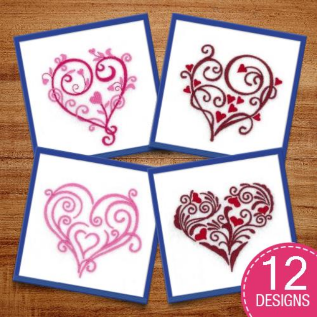 Picture of Heart Swirls Embroidery Design Pack