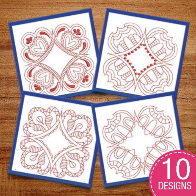Picture of Flower Heart Square Quilt Blocks Embroidery Design Pack