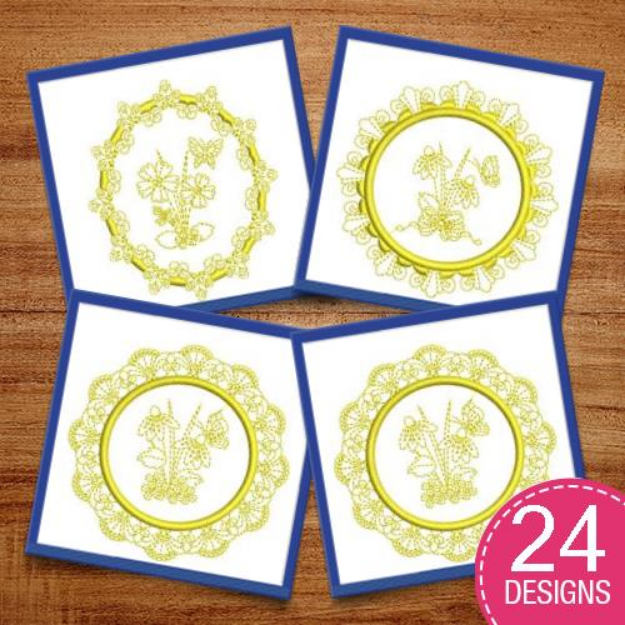 Picture of Frames & Butterflies Embroidery Design Pack