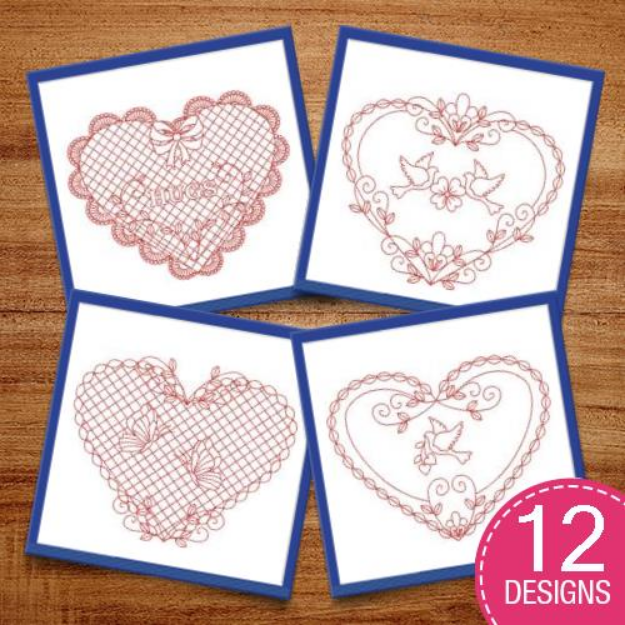 Picture of Fancy Hearts (Not FSL) Embroidery Design Pack