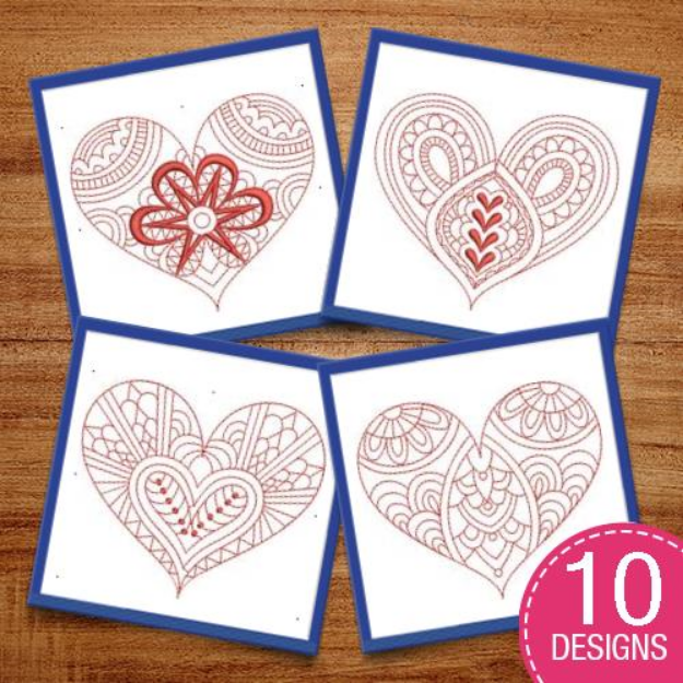 Picture of Hearts (Not FSL) Embroidery Design Pack