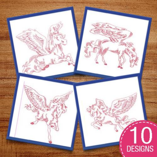 Picture of Pegasus Redwork Collection Embroidery Design Pack