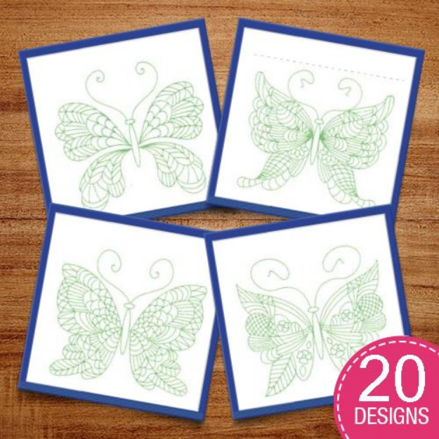 Picture of Fancy Greenwork Butterflies Embroidery Design Pack