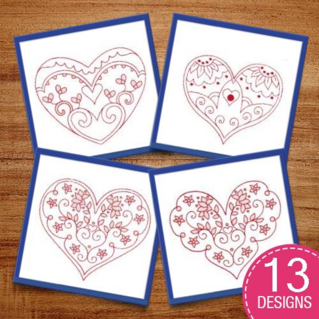 Picture of Fancy Hearts and Borders Embroidery Design Pack