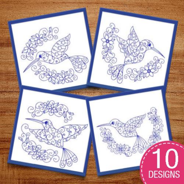 Picture of Bluework Hummingbirds Embroidery Design Pack