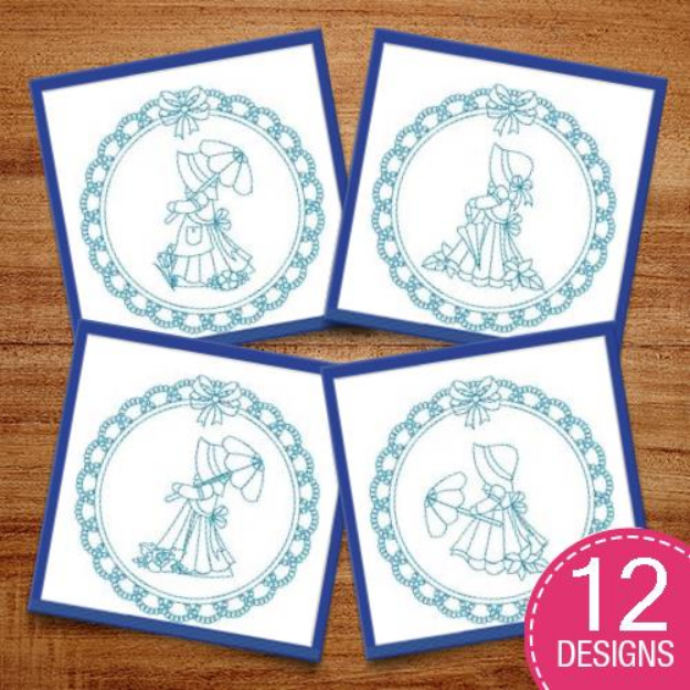 Picture of Sunbonnet Sue Bluework Quilt Blocks Embroidery Design Pack