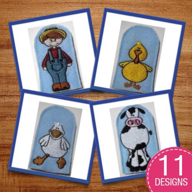 Picture of Old Mac Donald Finger Puppet Set Embroidery Design Pack
