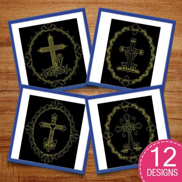 Picture of Framed Decorative Crosses Quilt Blocks Embroidery Design Pack