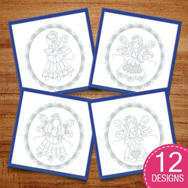 Picture of Bluework Angel Quilt Blocks Embroidery Design Pack