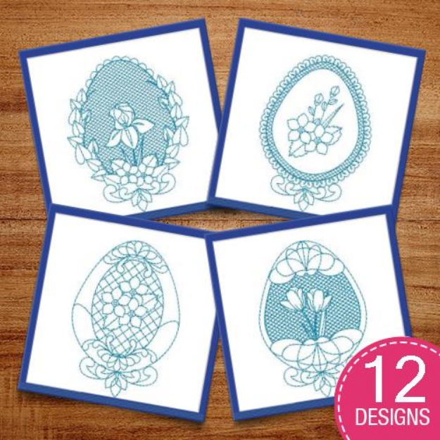 Picture of Bluework Easter Eggs Embroidery Design Pack