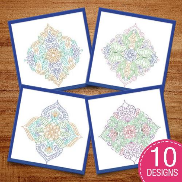 Picture of Colorful Motif Quilt Block Embroidery Design Pack