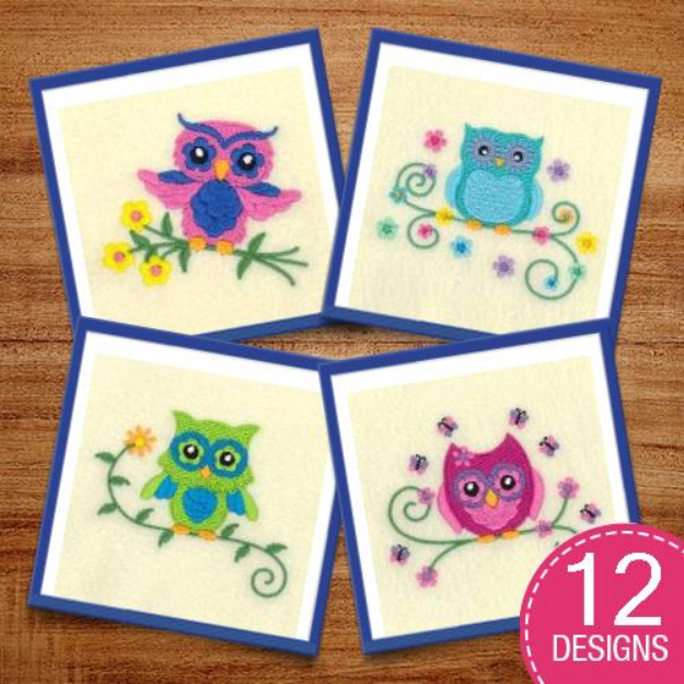 Picture of Spring Owls Embroidery Design Pack