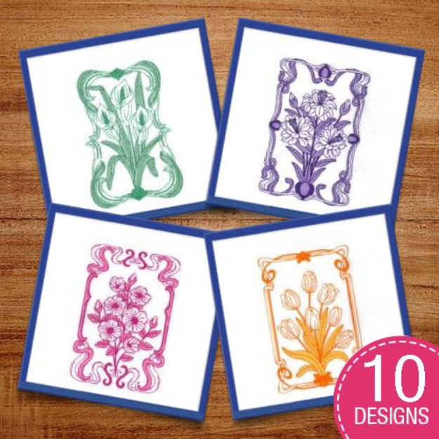 Picture of Spring Bloom Art Nouveau Embroidery Design Pack